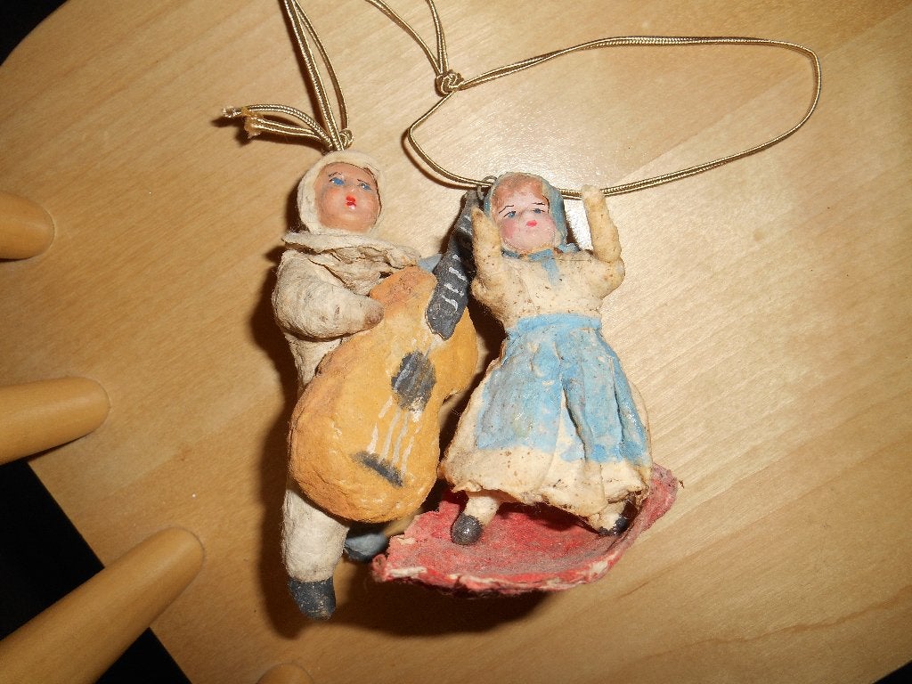 2 prachtige antieke wattenpopjes, Ophalen of Verzenden, Gebruikt