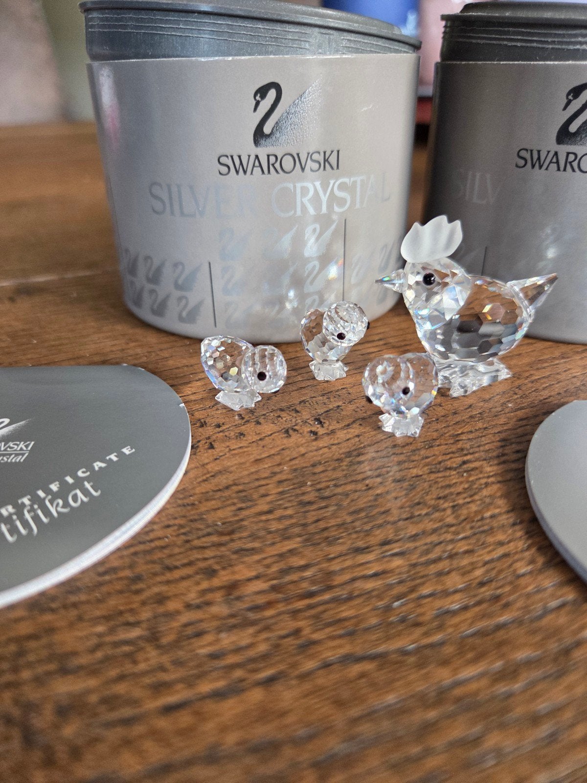 Swarovski Kristal Kip met Kuikens - Zilver Kristal, Ophalen of Verzenden, Zo goed als nieuw, Figuurtje