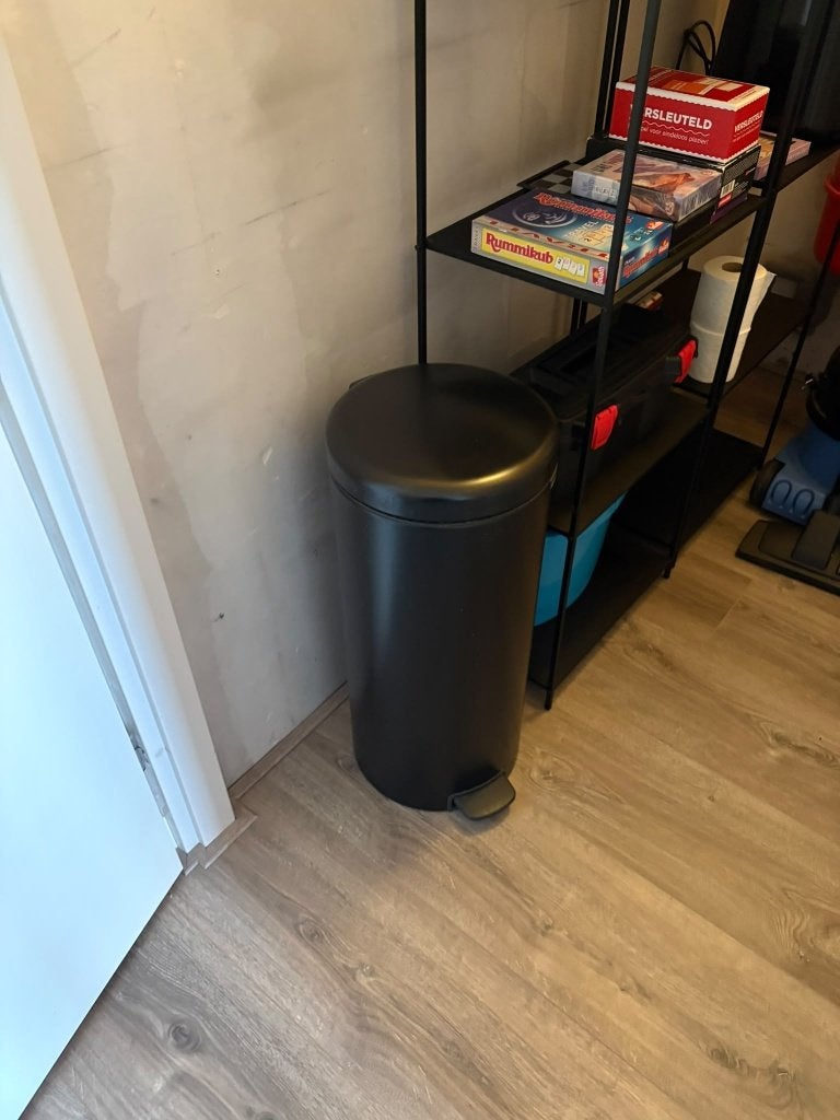 Brabantia designer prullenbak 30 liter | Zwart | Pedaalemmer, Ophalen, Gebruikt, Met pedaal, Rvs