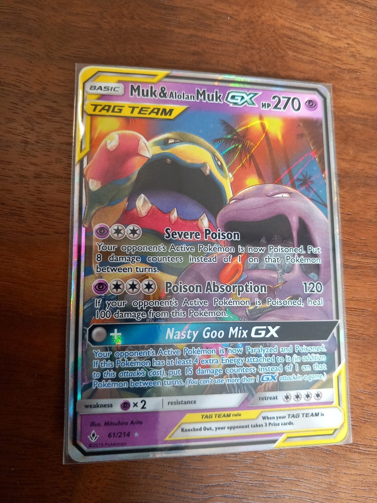 Muk & Alolan Muk GX Pokémon Kaart - Tag Team, Ophalen of Verzenden, Zo goed als nieuw