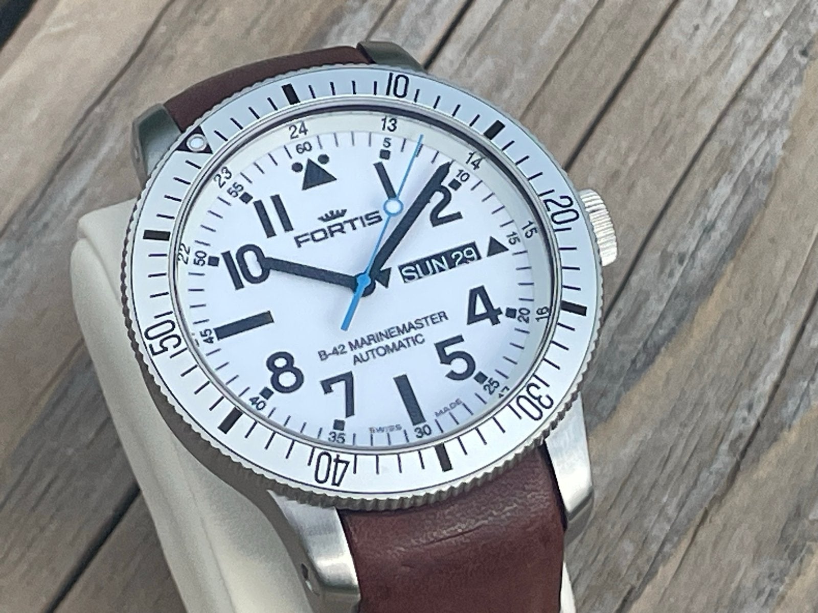Fortis B-42 Marinemaster / nieuwe band / ter ruil, Overige merken, Leer, Staal, Polshorloge