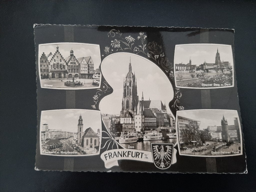 Frankfurt, 5 luik, ongelopen. zwart-wit fotokaart, Verzenden, 1960 tot 1980, Gelopen, Duitsland