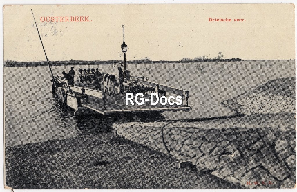 Ansichtkaart Briefkaart Veerpont Oosterbeek Drielsche veer, Ophalen of Verzenden, Voor 1920, Gelopen, Gelderland