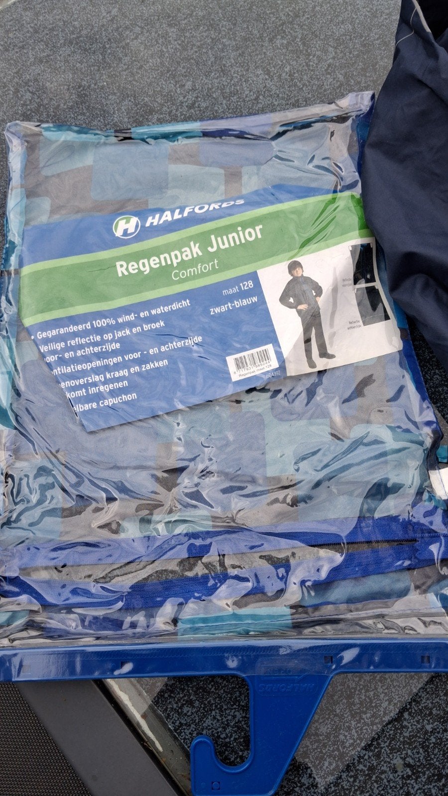 Kinder regenpak 128 donkerblauw - Halford Junior Comfort, Ophalen, Gebruikt, Jongen of Meisje, Halford