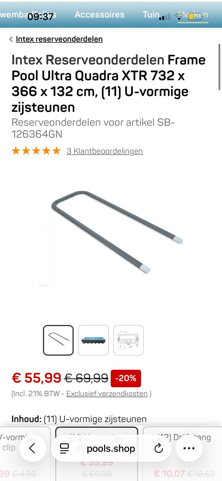 18x Intex zwembad ultra u-steunen, Tuin en Terras, Ophalen, Gebruikt, Overige typen