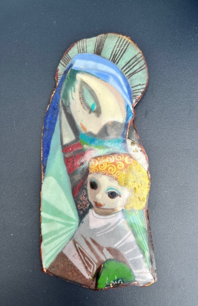 Unieke Mid-Century Emaille Plaquette - Maria met Kind, Ophalen of Verzenden