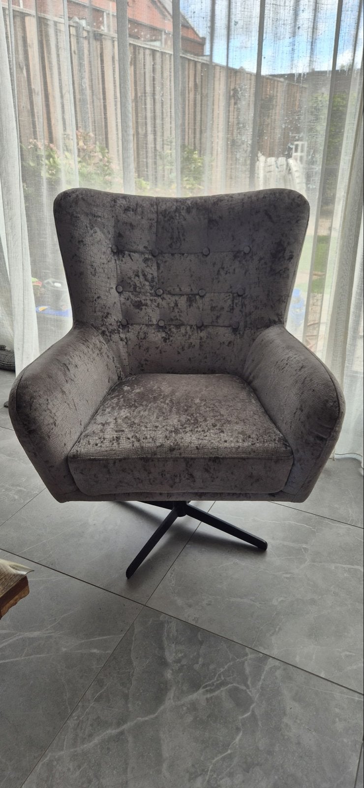 UrbanSofa Flynn Loungestoel - Bergamo Croco Silver, Huis en Inrichting, Ophalen, Modern, industrieel, Minder dan 75 cm, Zo goed als nieuw