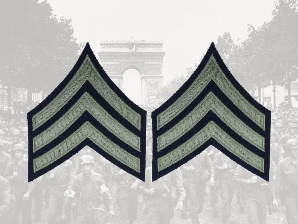Embleem,Patch,Set,Rang,US,Army,WWII,Sergeant, Verzenden, Landmacht, Amerika, Embleem of Badge