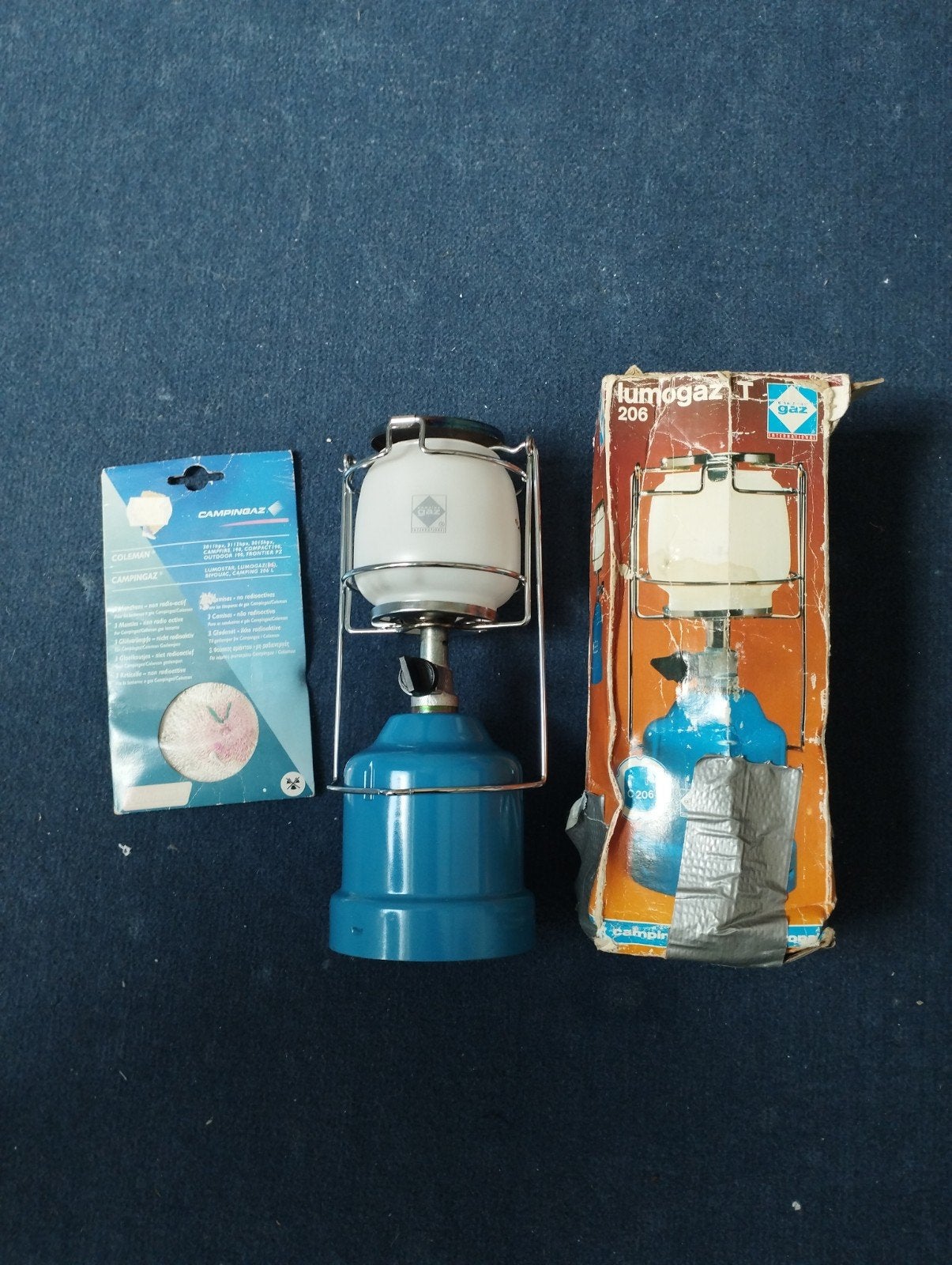 Campingaz Lumogaz 206 gaslamp met extra gloeikousjes, Ophalen of Verzenden, Gebruikt