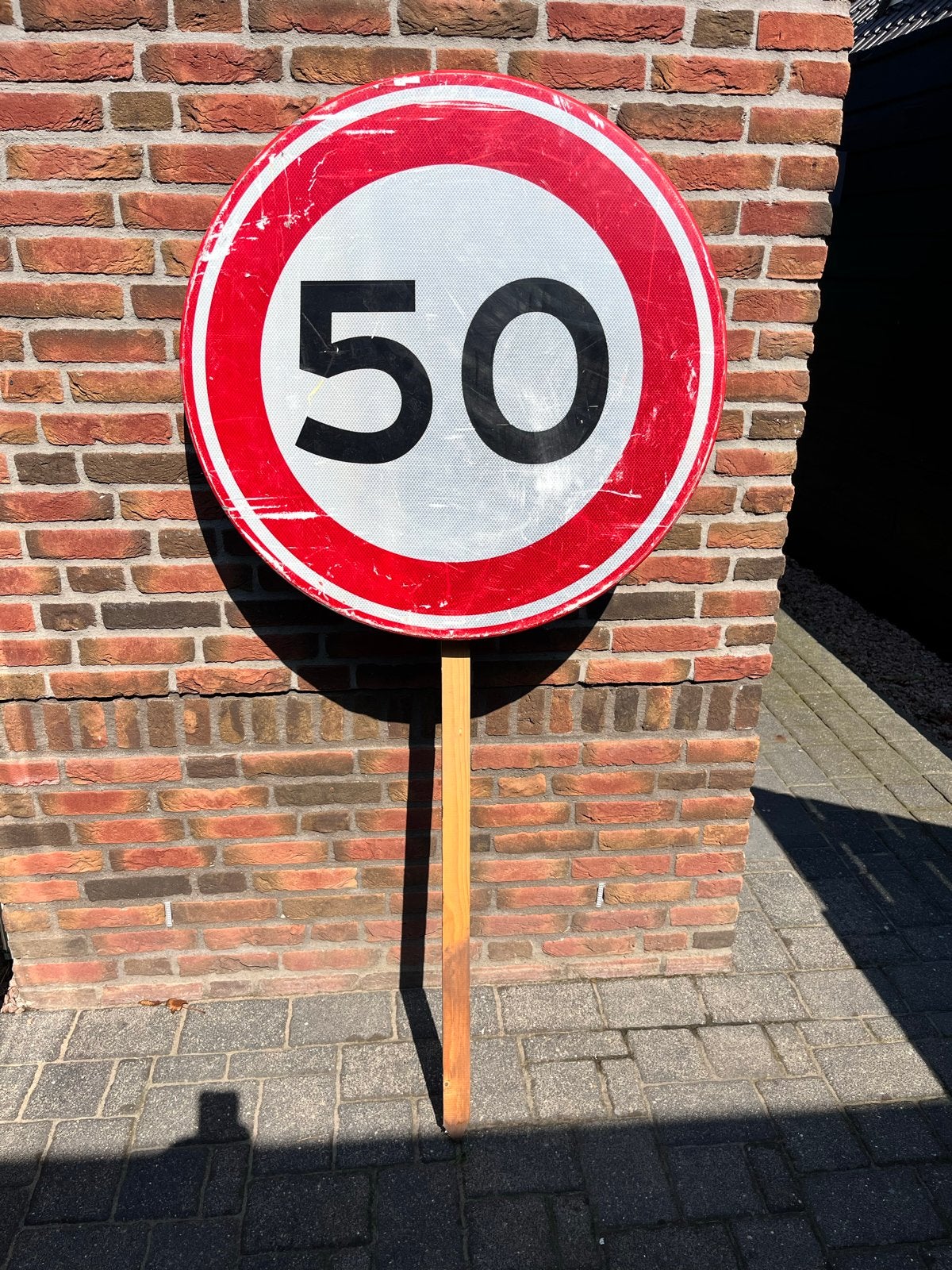 50 jaar. Verkeersbord, Ophalen, Versiering, Abraham of Sarah
