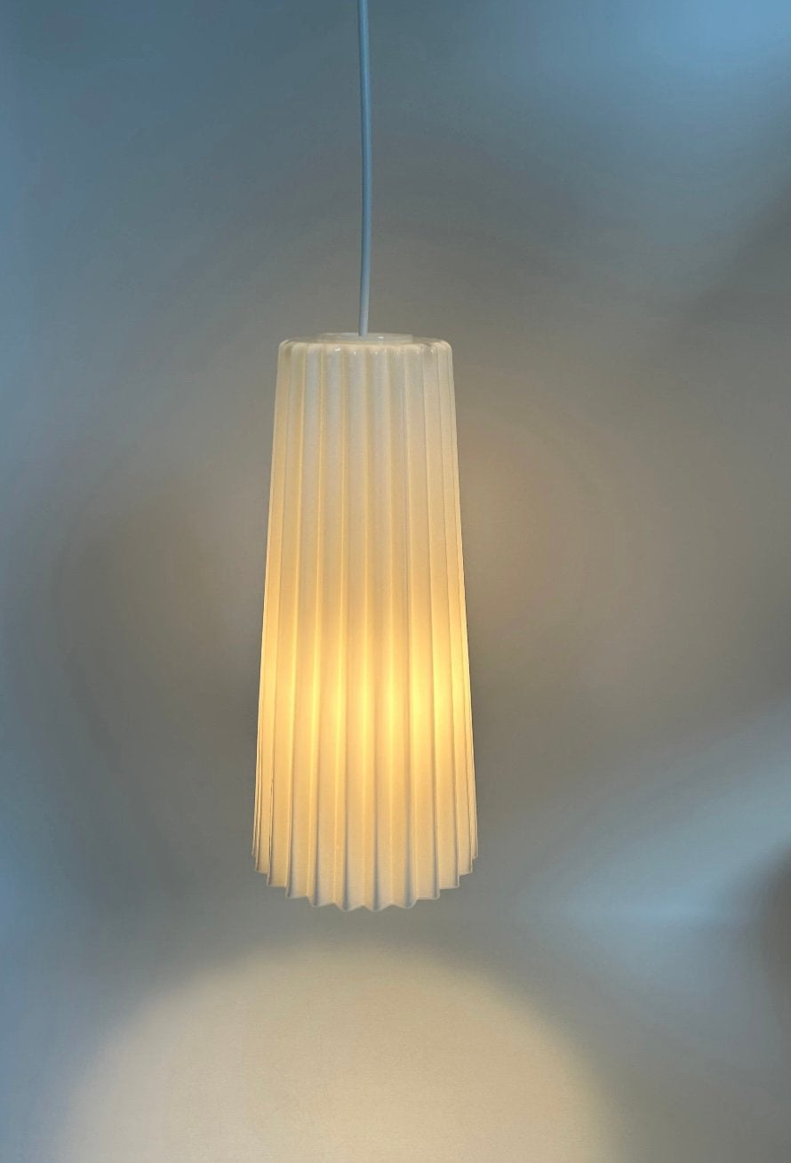 Zeldame vintage / retro hanglamp Ikea Lunta plissé melkglas, Ophalen of Verzenden, Gebruikt, Glas