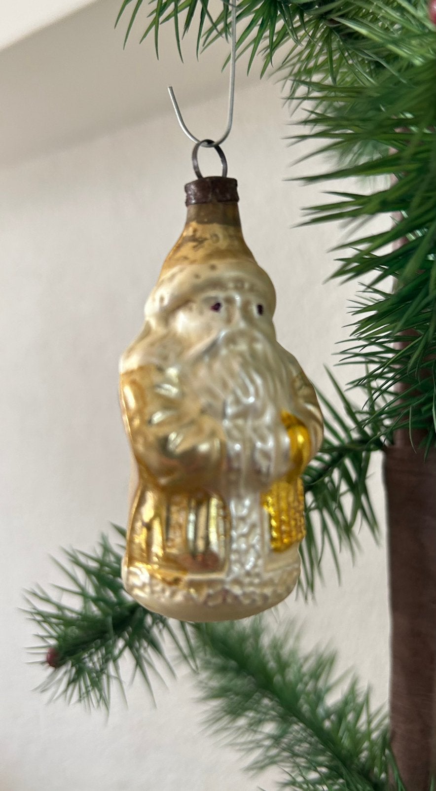 Antieke kerstbal, kerstmannetje, Ophalen of Verzenden, Gebruikt