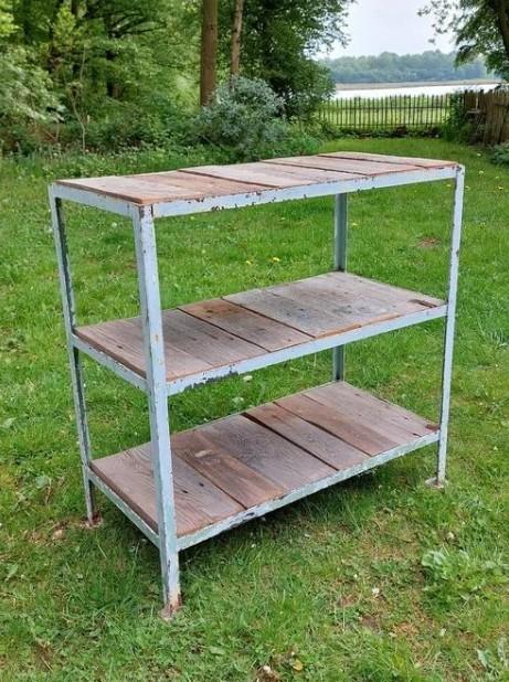 Oud Vintage Industrieel Rek Wandkast Wandrek Kast, Ophalen of Verzenden, N, T, V