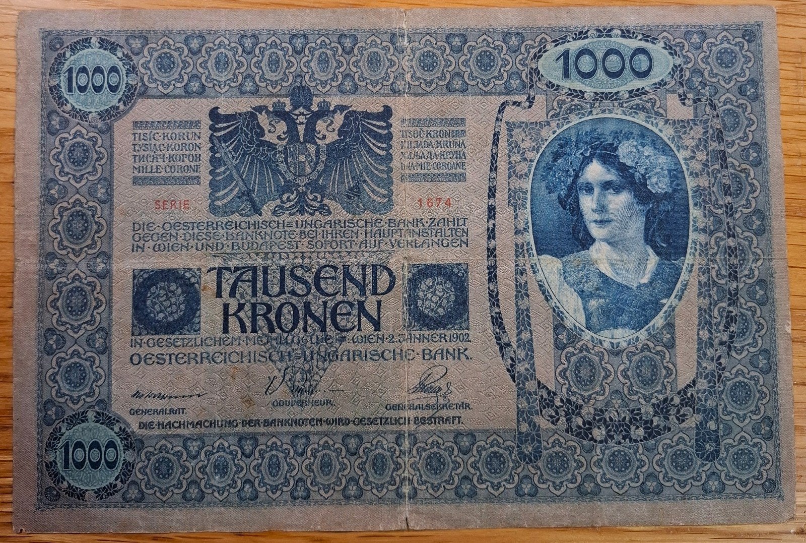 12# Oostenrijk 1000 Kronen 1902 P59, Postzegels en Munten, Ophalen of Verzenden, Oostenrijk