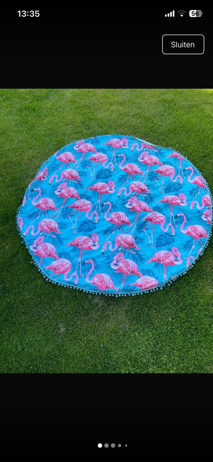 Groot rond strandlaken Flamingo 150 cm, Ophalen