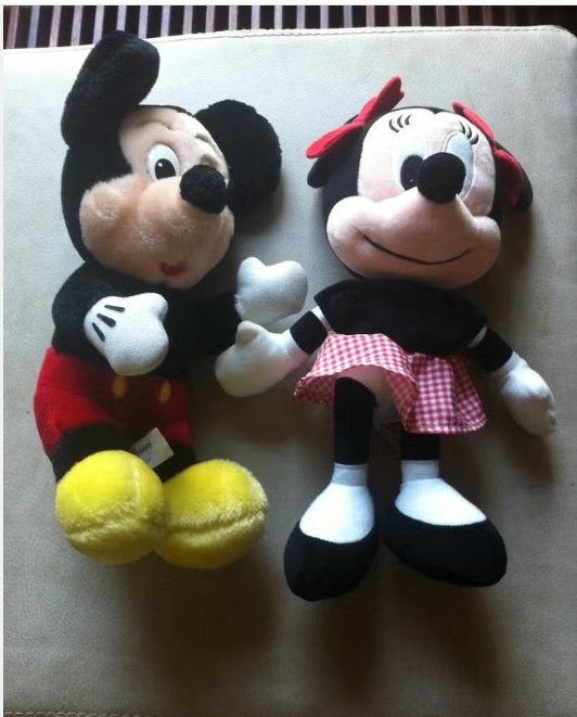 2 knuffels Mickey en Minnie Mouse H 35 cm, Overige merken, Overige typen, Ophalen of Verzenden, Zo goed als nieuw