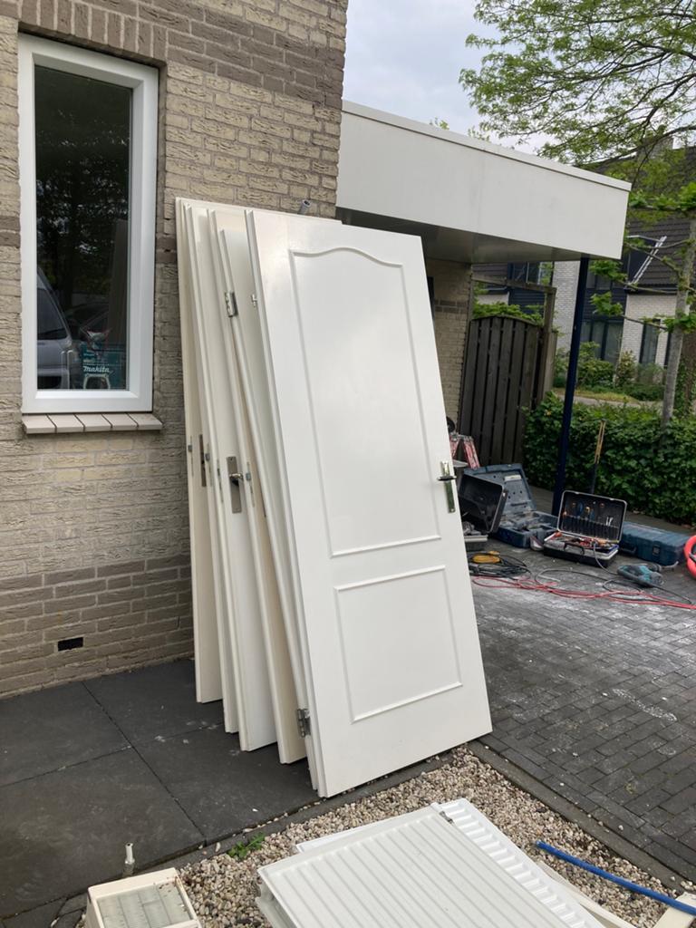 14 degelijke opdek binnendeuren 211,5 cm crème, Doe-het-zelf en Verbouw, Gebruikt, Binnendeur, 200 tot 215 cm, Glas