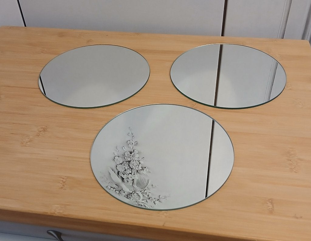 Spiegels rond, drie stuks, Minder dan 50 cm, Gebruikt, Rond, Ophalen of Verzenden