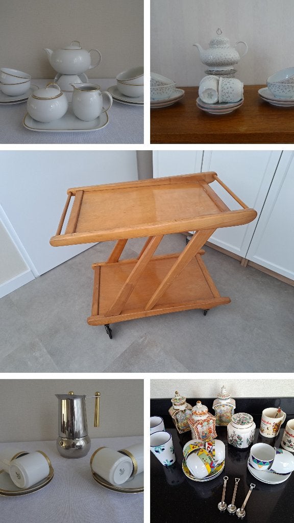 Theetafel Deens design jaren 50/60 en diverse serviezen, Ophalen