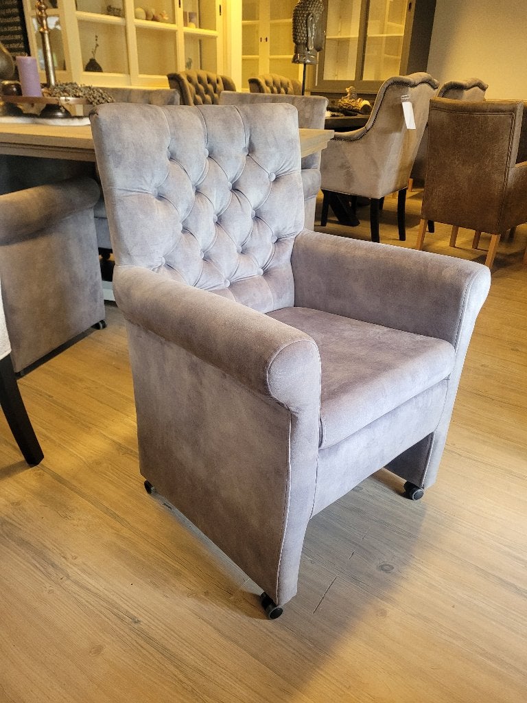 *VOORRAAD* 6 Landelijke Eetkamerstoelen Grazia Wiel Grijs (3, Huis en Inrichting, Landelijke eetkamerstoelen Grazia Wiel kleur stof adore grijs
