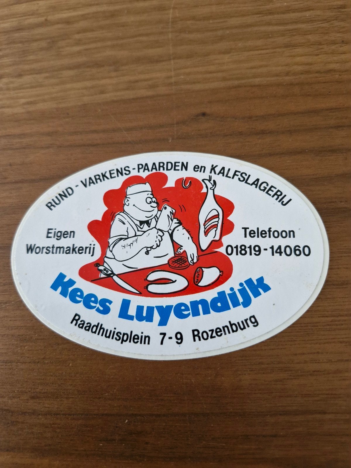 10586 Vintage sticker Slagerij Kees Luyendijk Rozenburg, Ophalen of Verzenden, Gebruikt, Bedrijf of Vereniging