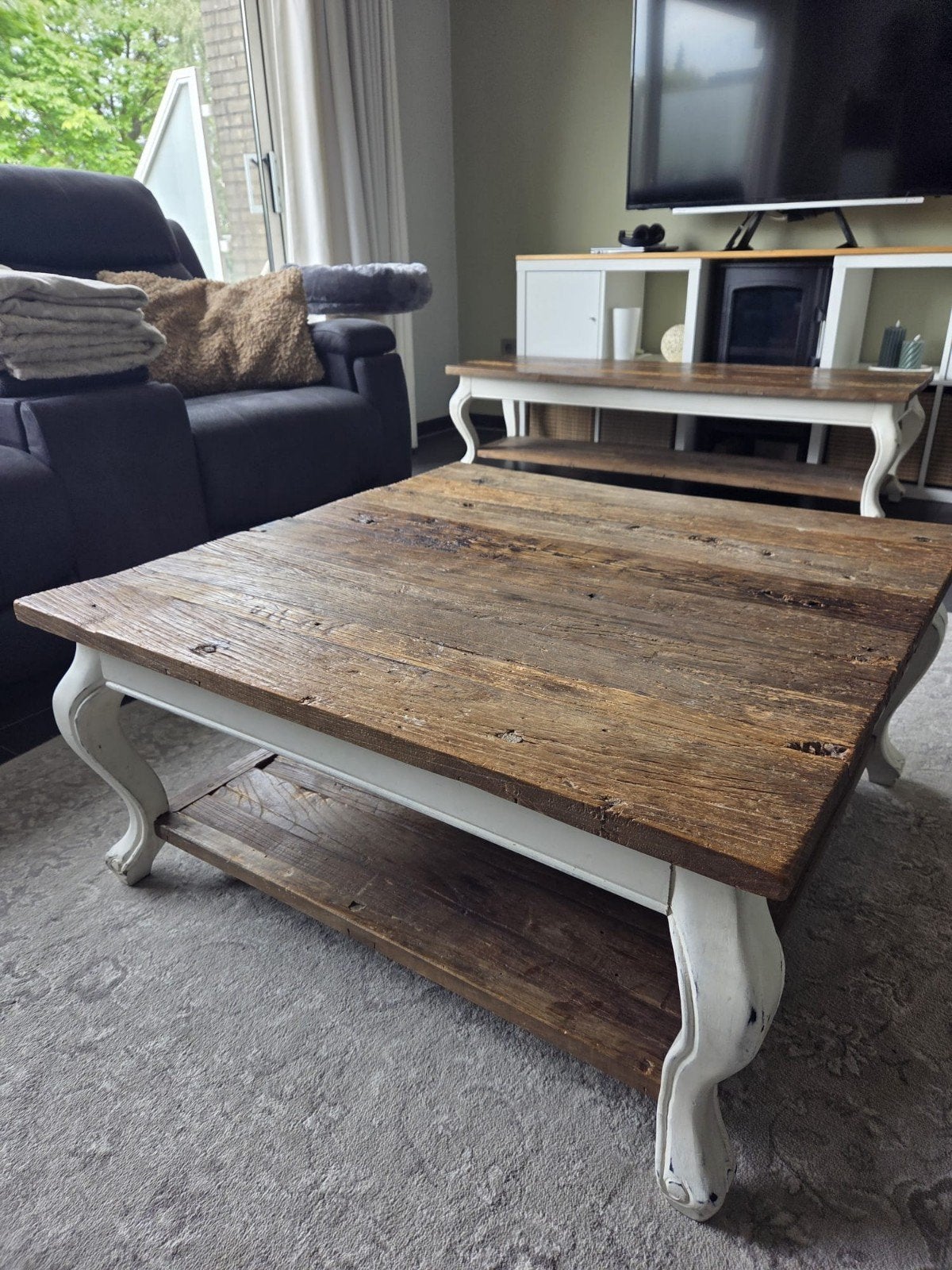 Rivera Maison uitschuifbare Eettafel, Salontafel en Bank Set, Huis en Inrichting, Tafels | Eettafels, Ophalen, Gebruikt, 200 cm of meer