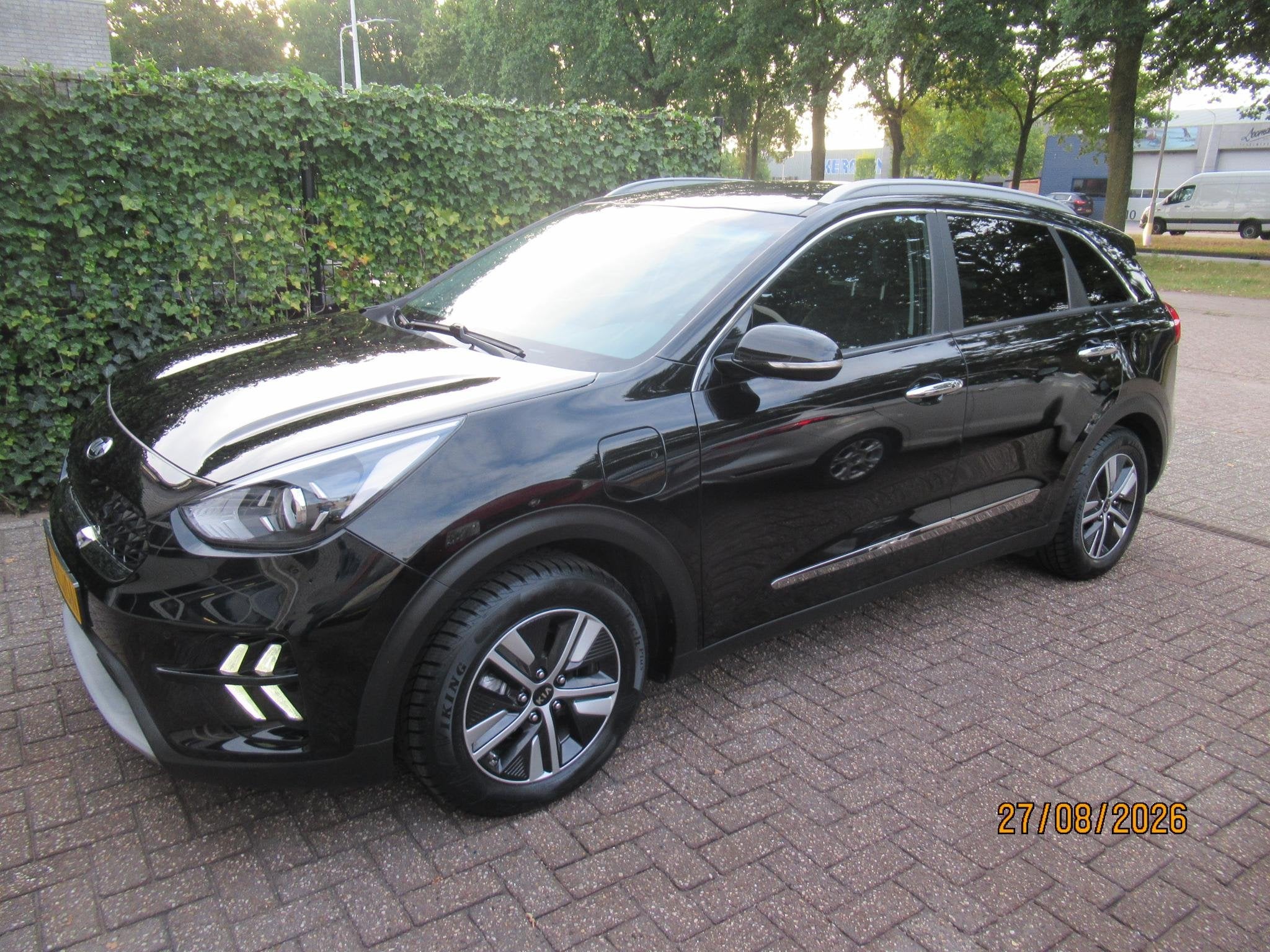 Kia Niro 1.6 GDi PHEV DynamicLine plug in, Auto's, Kia, Gebruikt, Leder en Stof, Zwart, Plug-in hybride
