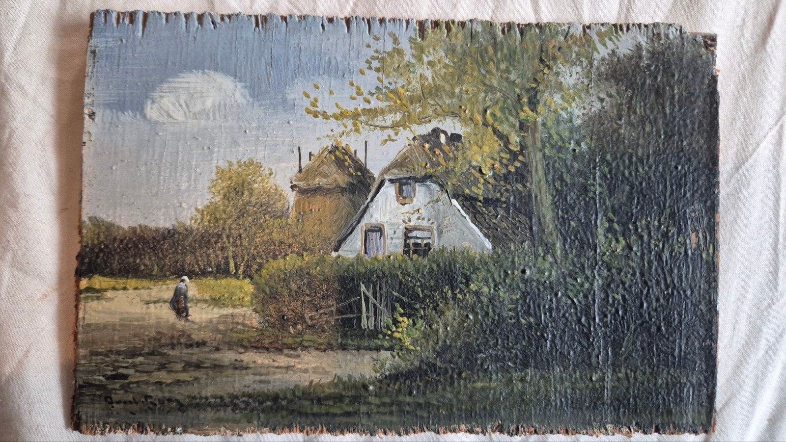 oud klein landschap, Antiek en Kunst, Ophalen of Verzenden