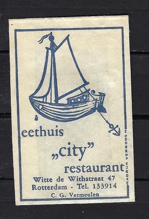 2884 Rotterdam eethuis rest CITY, Ophalen of Verzenden, Nederland
