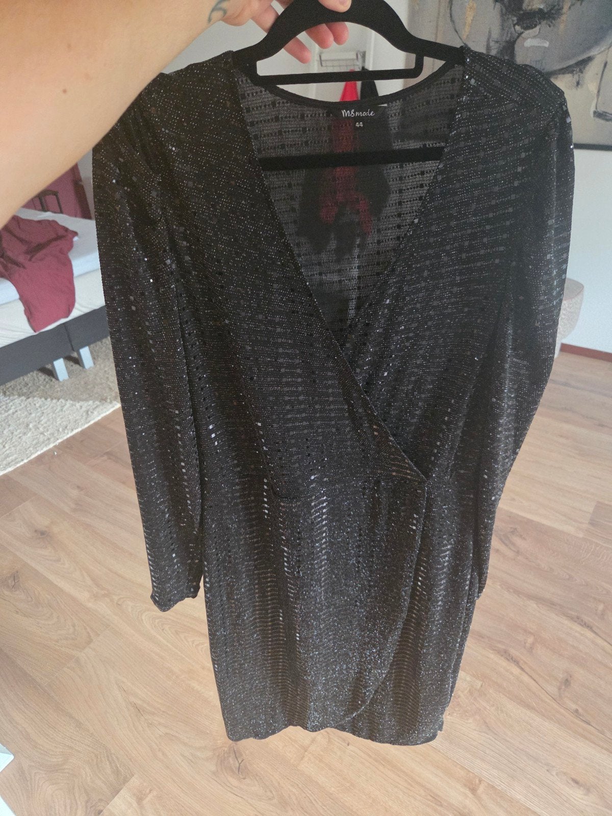 zwarte pailletten M&S mode MS Mode feestjurk glitter maat 44, Kleding | Dames, Zwart, Maat 42/44 (L), Ophalen of Verzenden, Zo goed als nieuw