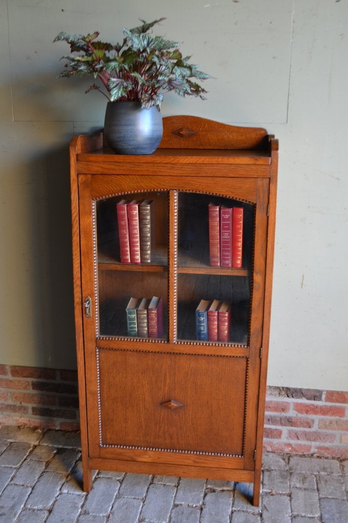 Prachtige antieke eiken Art Deco vitrinekast, boekenkast., Verzenden