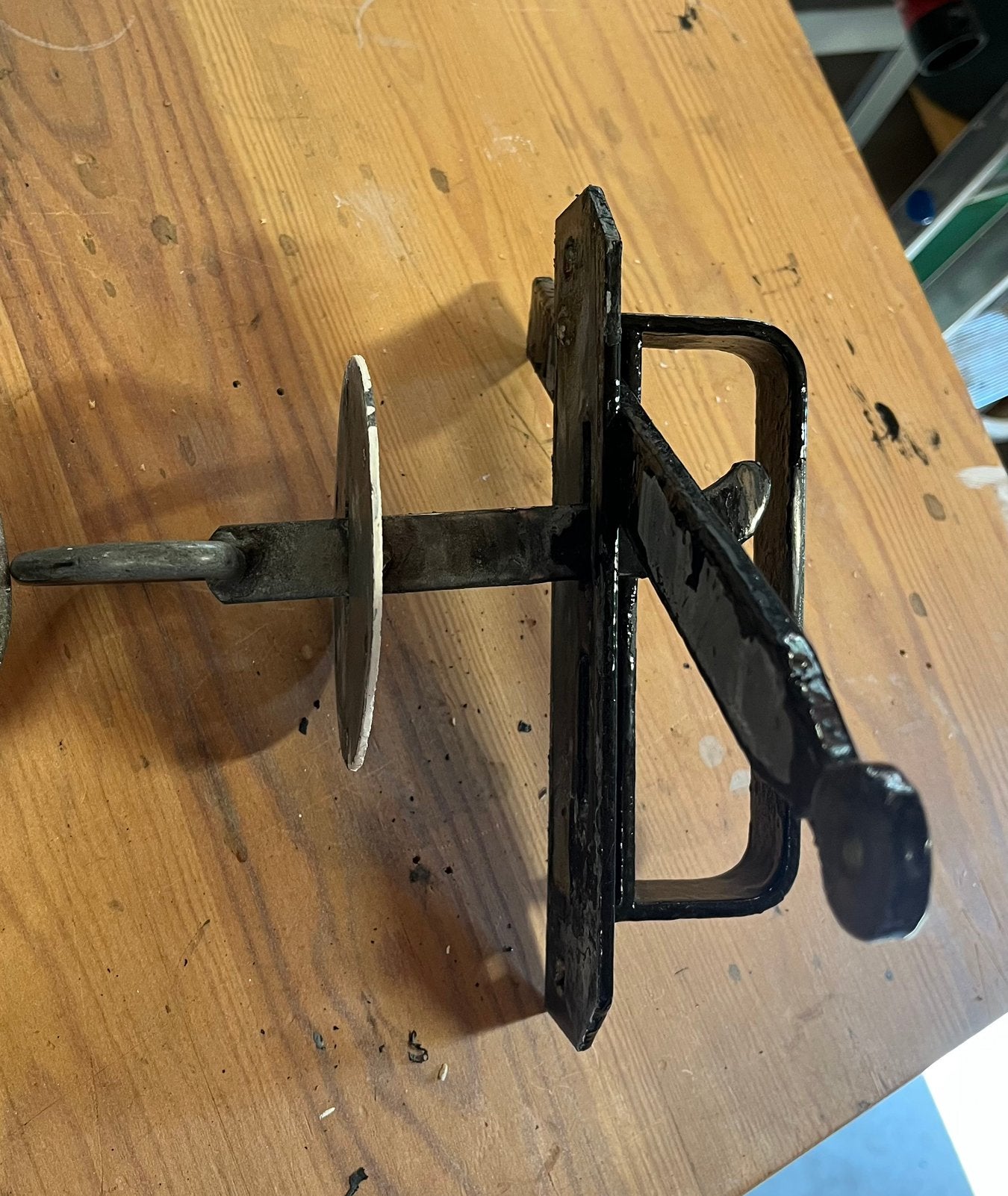 Wieringermeerklinkstel / staldeur beslag, Ophalen of Verzenden, Zo goed als nieuw, Koper of Messing, Klink of Kruk