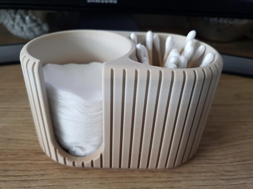 Handige houder voor q-tips en katoenpads, Beige, Nieuw, Kunststof, Ophalen of Verzenden