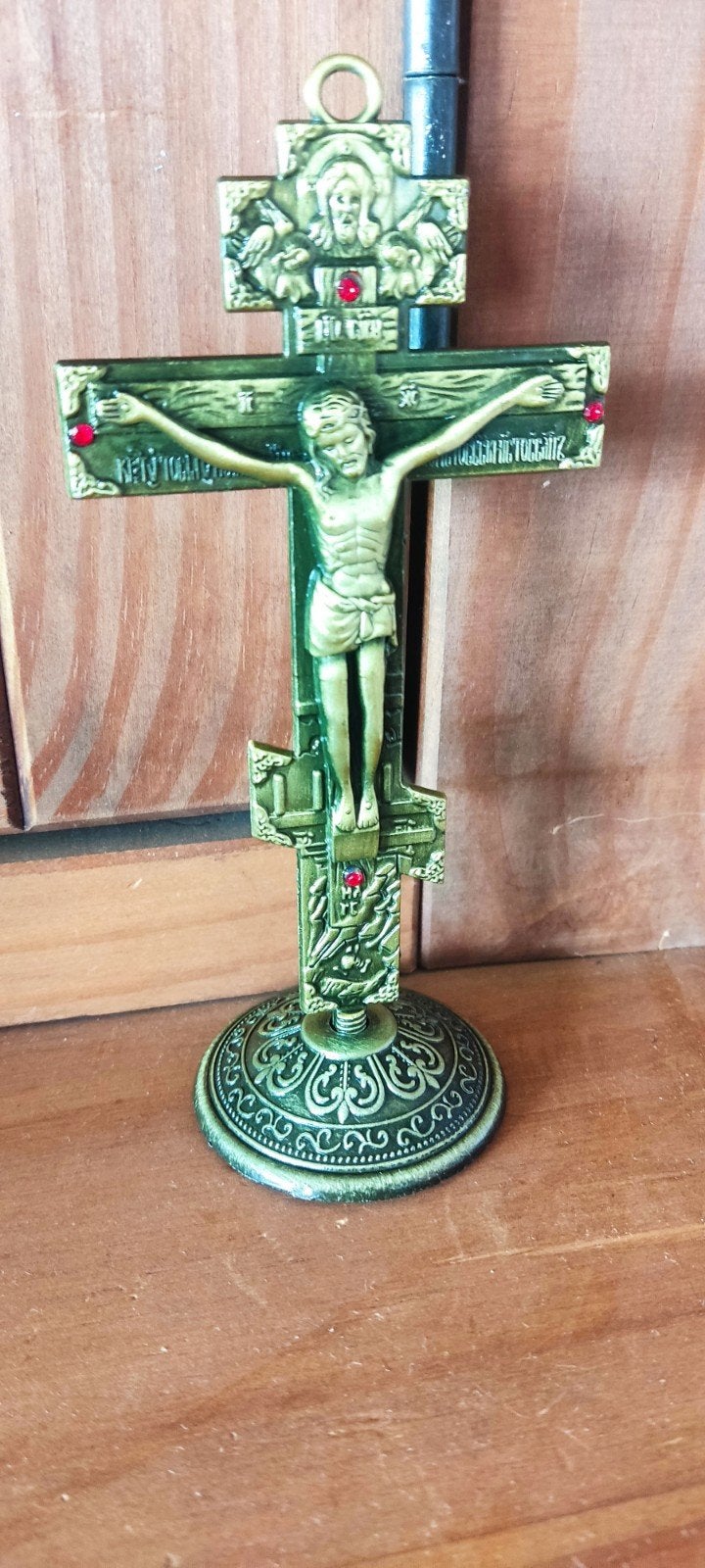 Prachtig Goudkleurig Nostalgisch Jezus Kruis, Ophalen of Verzenden