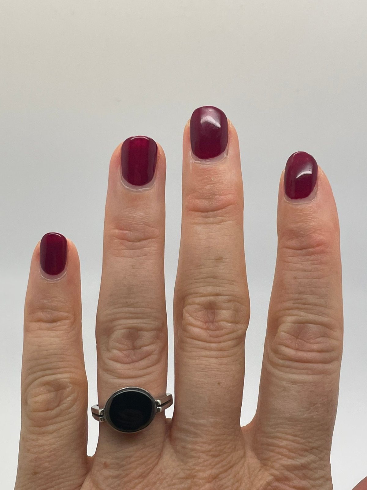 F935 Prachtige zilveren onyx ring (verstelbaar), Ophalen of Verzenden, X, Met edelsteen, Dame
