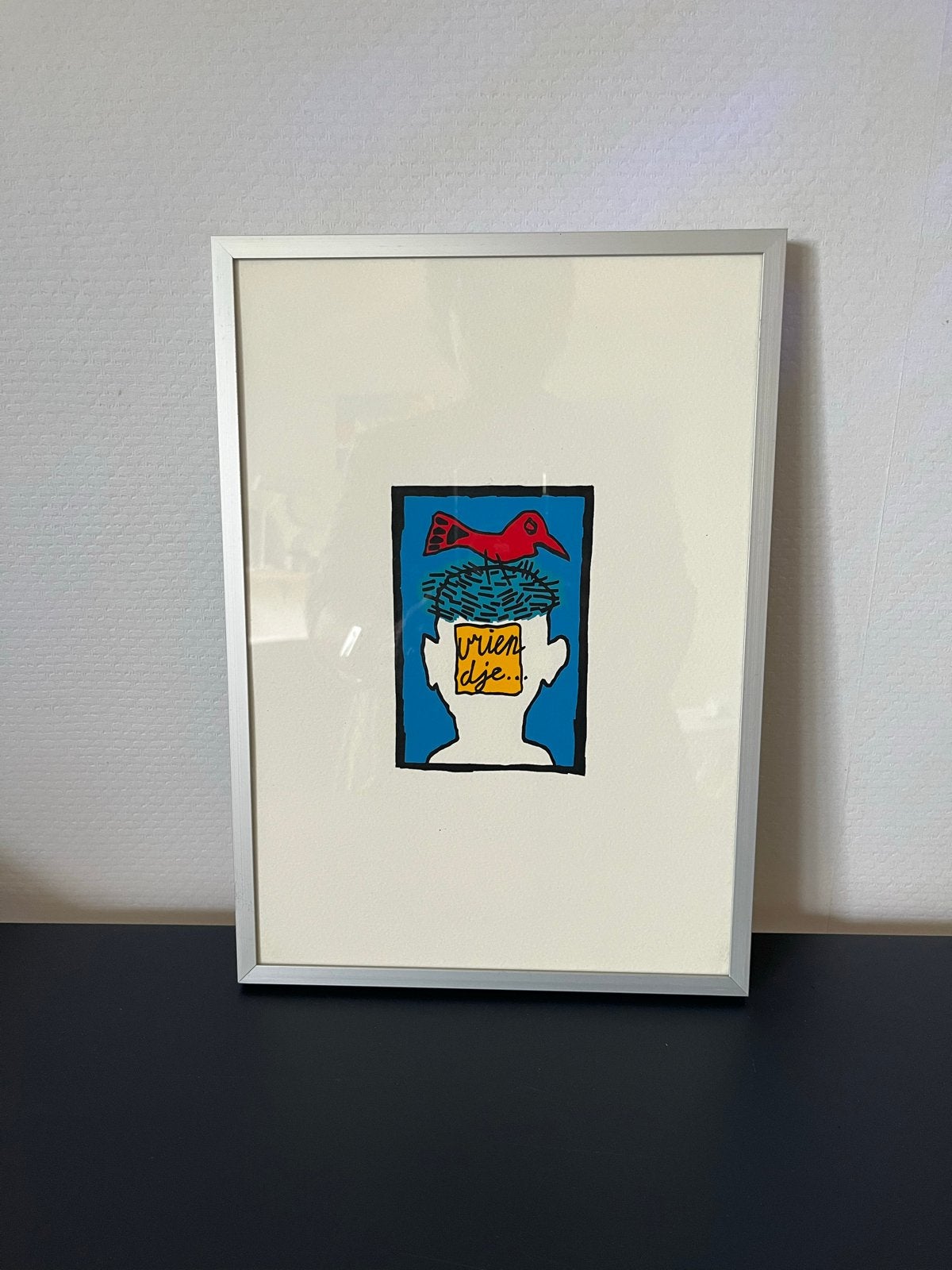 Zeefdruk 'Vriendje' van Peter Louman (1940-2010), Ingelijst, Ophalen of Verzenden, Personages en Fantasiefiguren, Zeefdruk