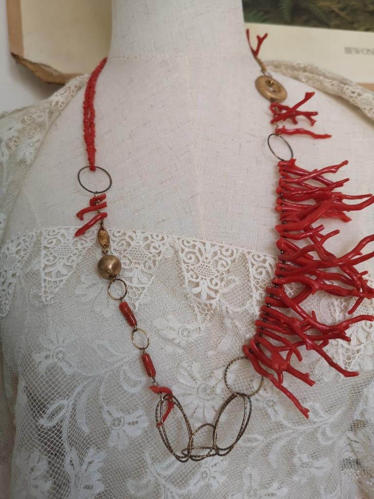 Bloedkoraal ketting, Ophalen of Verzenden, Gebruikt, Rood, Steen of Mineraal