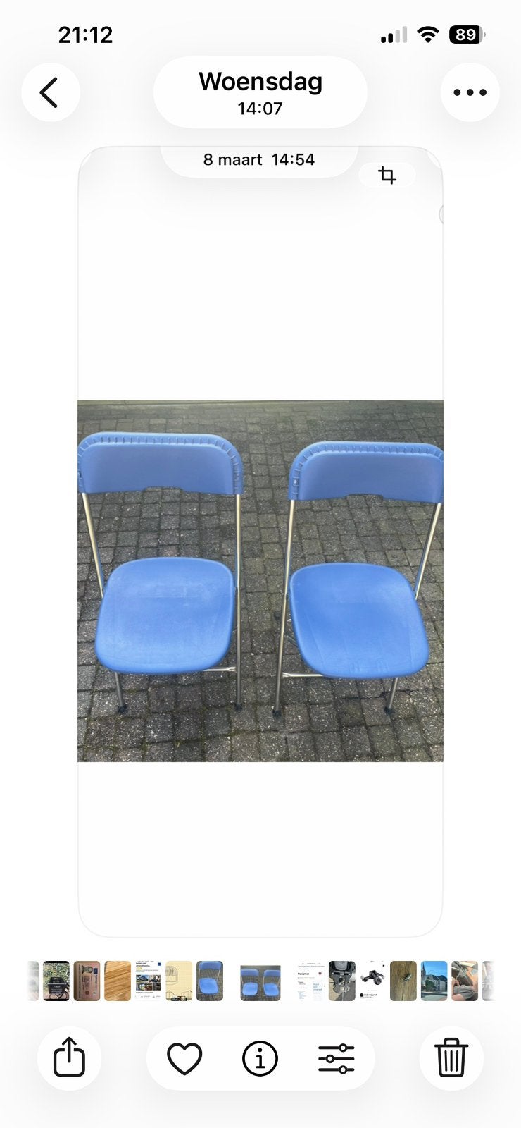 2 blauwe klapstoelen in goede staat, Ophalen of Verzenden, Gebruikt, Campingstoel