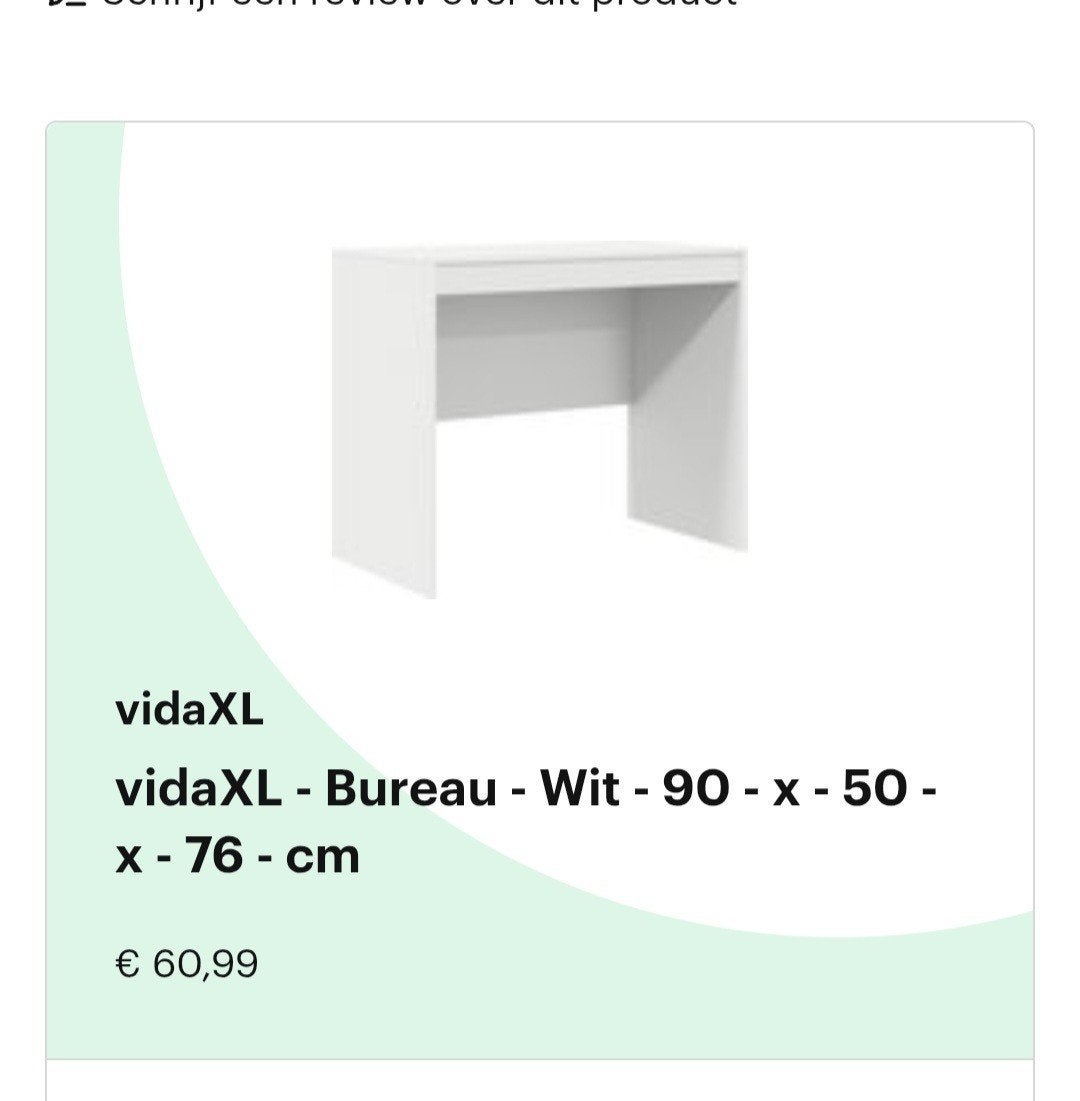 vidaXL Bureau Wit - Compact en Modern Design, Huis en Inrichting, Ophalen, Spaanplaat of MDF, Nieuw, Computerbureau