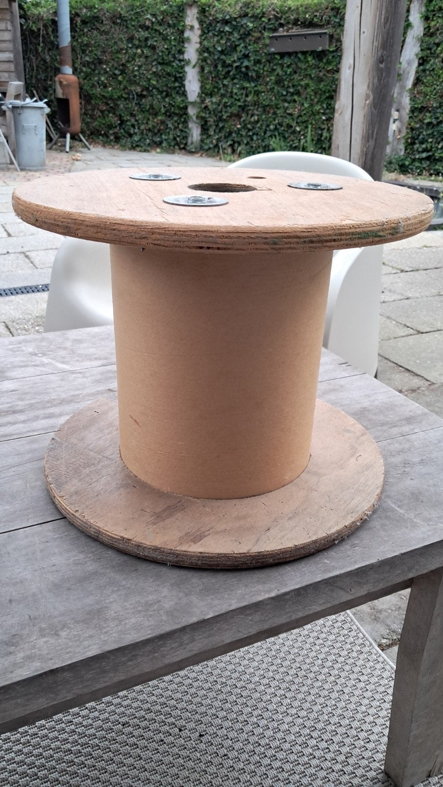 Houten kabelhaspel - ideaal als bijzettafel, Minder dan 45 cm, Gebruikt, Rond, Ophalen of Verzenden