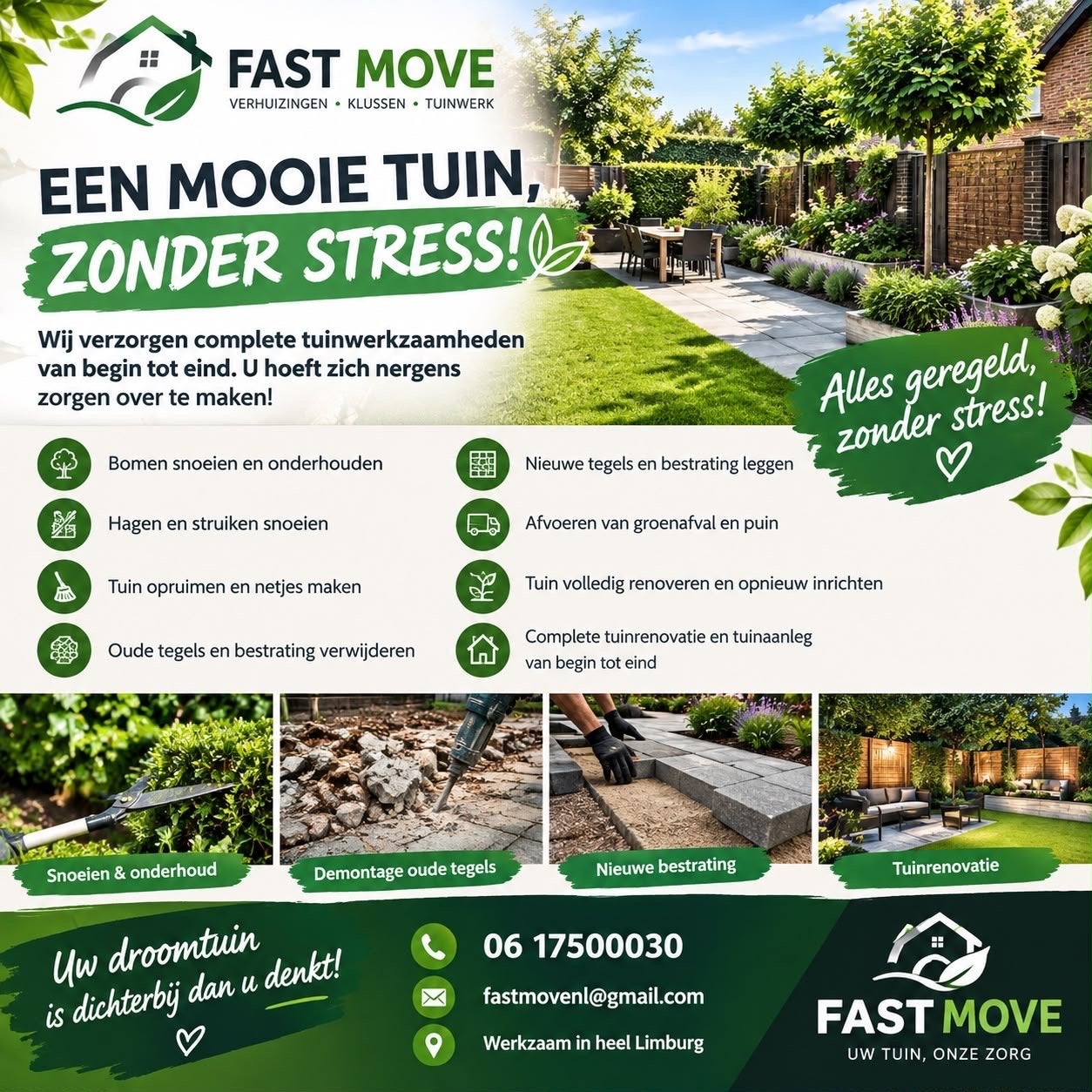Complete Tuinaanleg & Tuinrenovatie – Bestrating, Snoeien, Bestrating