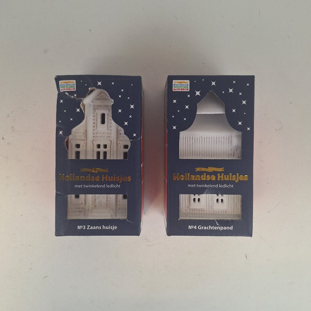 Postcode Loterij huisjes nummer 3 en 4, wit, Diversen, Kerst, Ophalen of Verzenden, Gebruikt