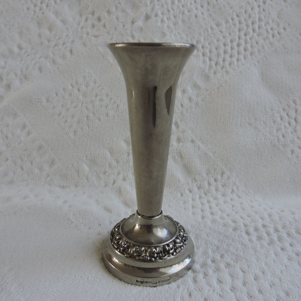 Verzilverd vaasje jaren 50  England 17 cm, Ophalen of Verzenden, Zo goed als nieuw, Metaal, Zilver