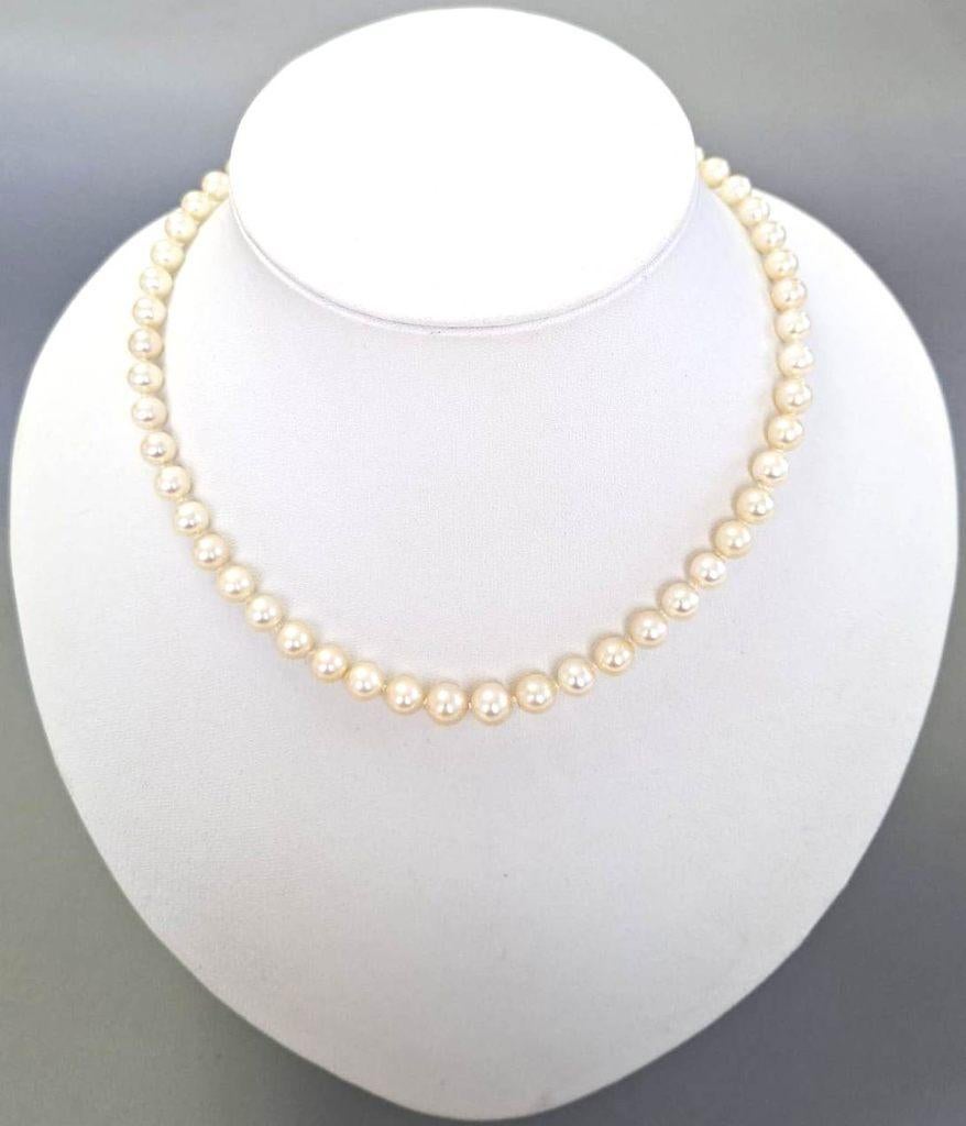 Schitterende Akoya Zoutwater Parel Ketting 42 CM, Sieraden, Tassen en Uiterlijk, Antieke sieraden, Ophalen of Verzenden, Zilver