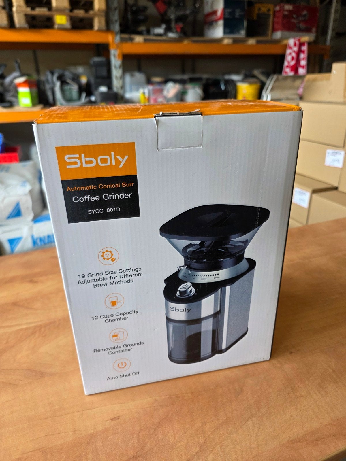 Sboly Automatische Conische Koffiemolen SYCG-801D, Overige modellen, 10 kopjes of meer, Nieuw, Ophalen of Verzenden
