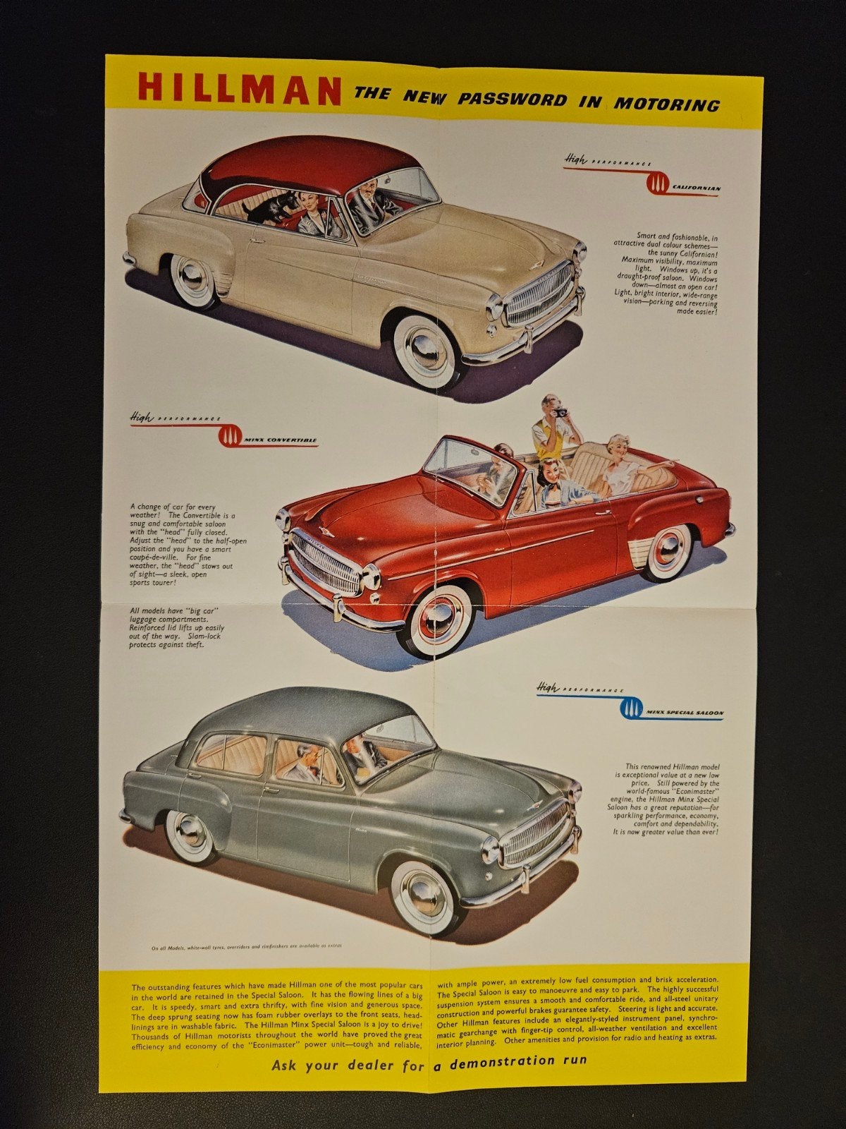 Brochure Hillman, Ophalen of Verzenden, Zo goed als nieuw, Overige merken