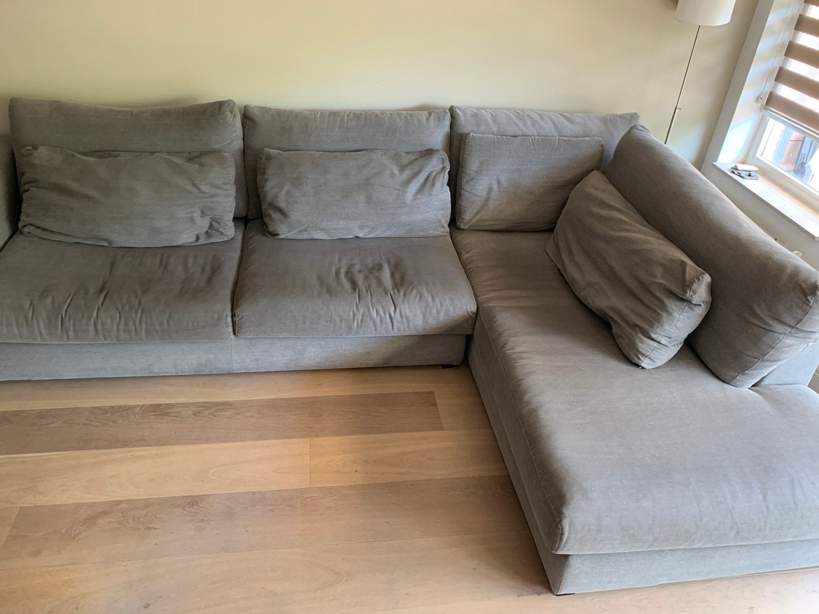 Zithoek / loungebank grijs groot MOET WEG, Ophalen, Zo goed als nieuw, Stof