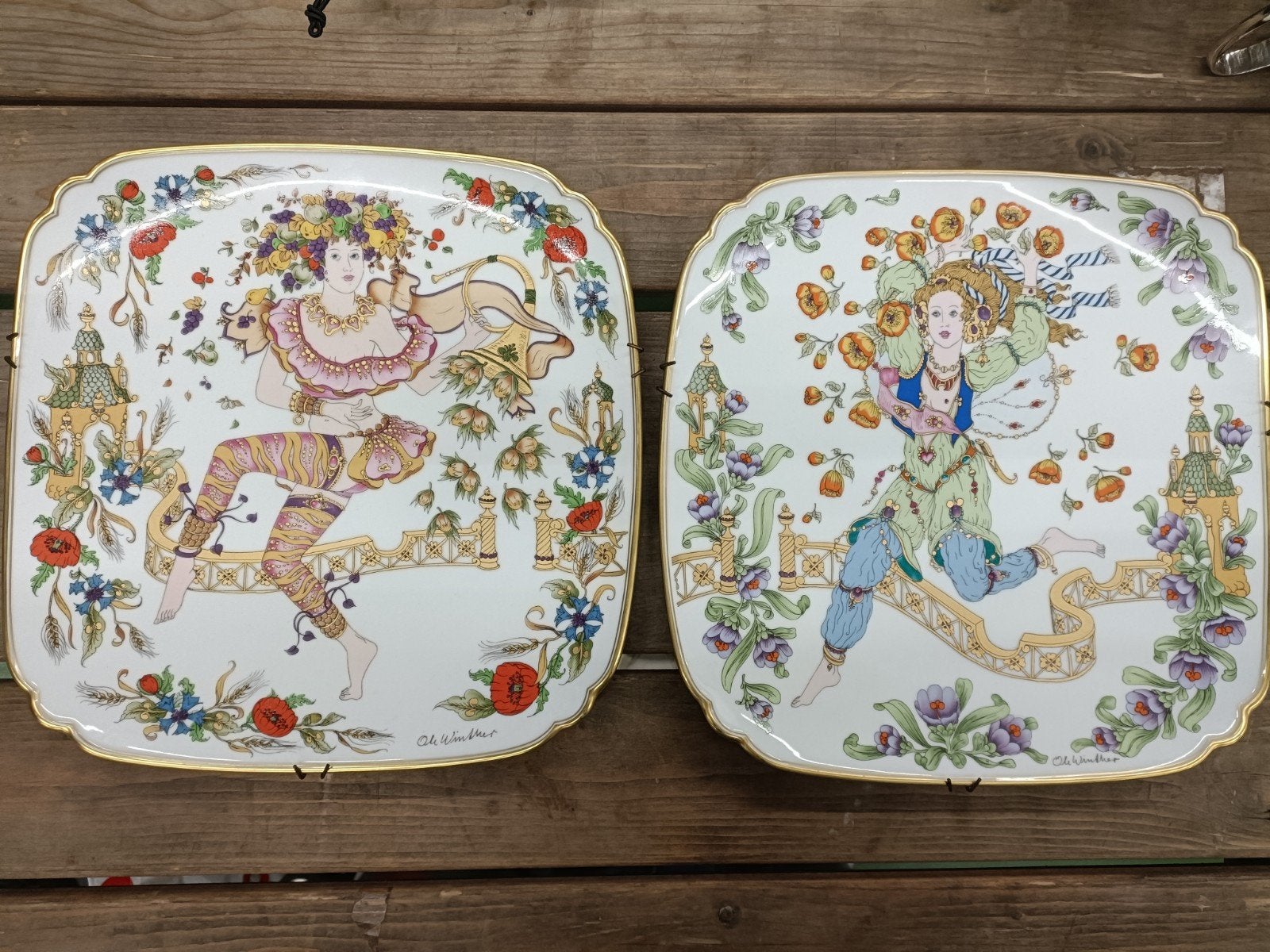 Set van 2 Hutschenreuther wandborden – Ole Winther "La Donna, Antiek en Kunst, Ophalen of Verzenden
