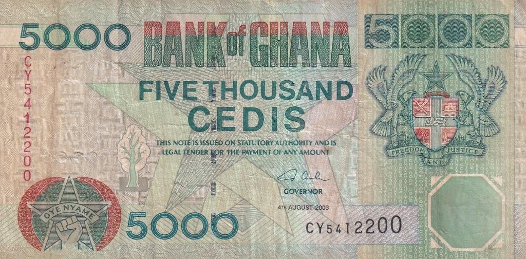 Ghana 5000 cedis 4-8-2003, Verzenden, Overige landen, Los biljet