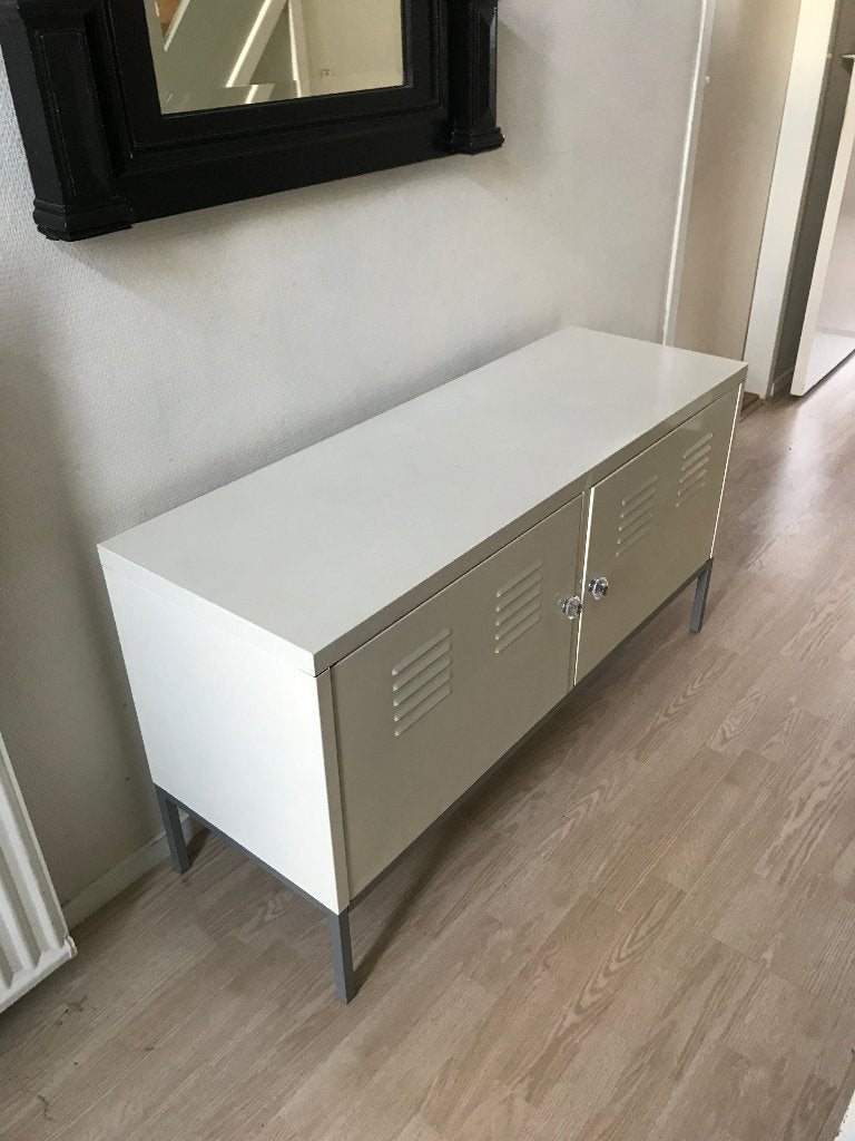 IKEA PS Kast, wit, 119x63 cm lockerkast tv meubel audio, Ophalen, Gebruikt, Ikea, vintage, retro, scandinavisch, industrieel, modern